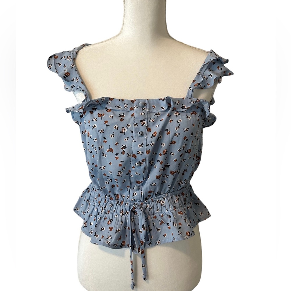 New SIENNA SKY Floral  Sleeveless Tied Waist Tops Size M